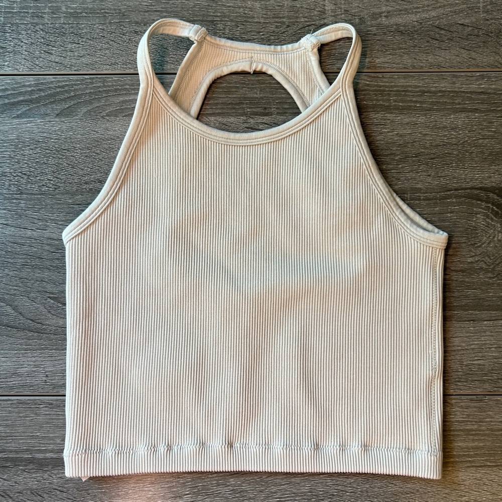 Gray Ribbed Women's Workout Top